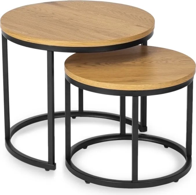 Zestaw Stolików Kawowych DELIA 43 cm/53 cm Dąb Złoty Nowoczesny Loft