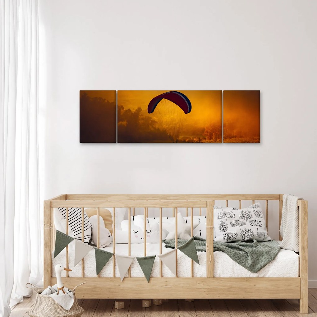 Obraz spadochroniarza o zachodzie słońca (170x50 cm)