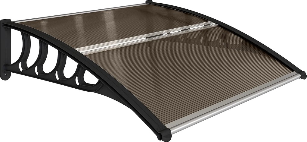 Outsunny Zadaszenie Drzwi, Ochrona przed Deszczem, Wiatrem i Gradem, Poliwęglan, Aluminium, 103 x 96,5 x 27 cm, Brązowy