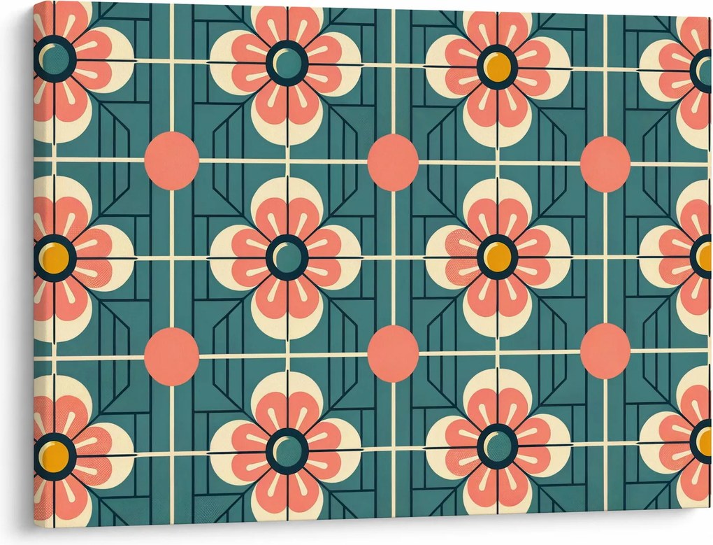 Obraz - Retro wzór z kwiatami (70x50 cm)