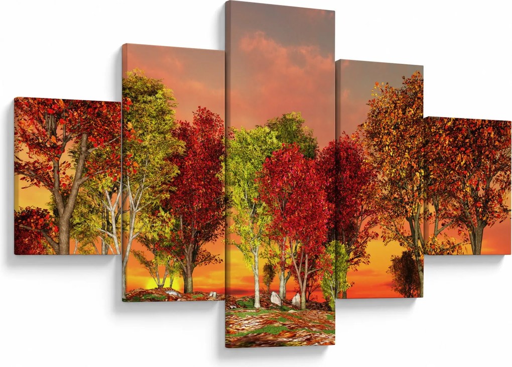 Obraz - Kolorowe drzewa (125x70 cm)
