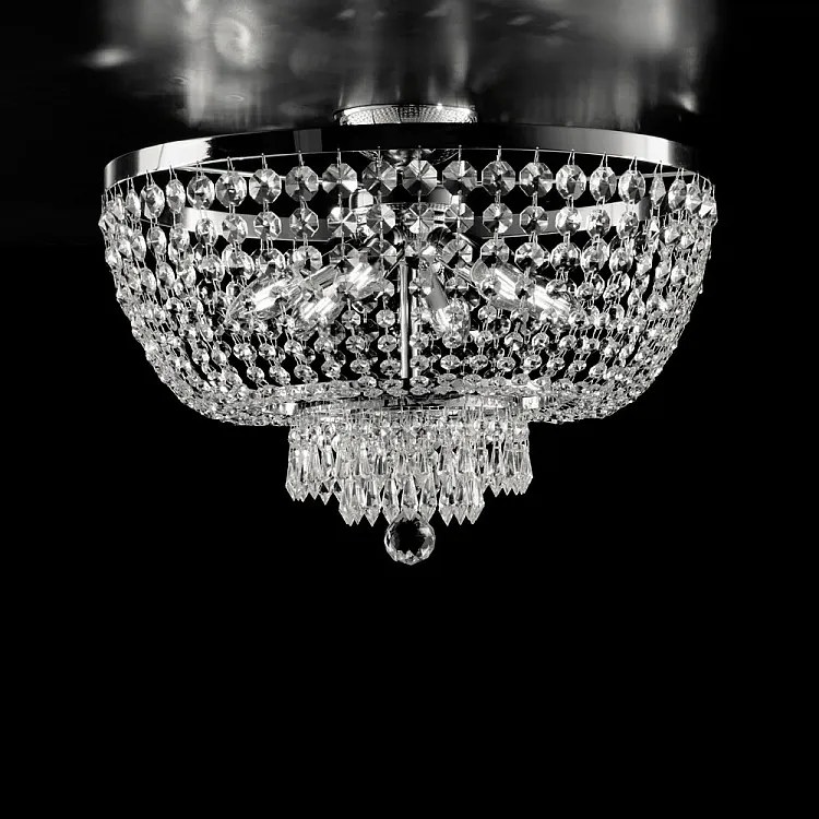 Lampa sufitowa Mozart z żelaza i chromowanego mosiądzu z kryształkami 6 świateł H.37 Ø50 BL189-PL6-CR