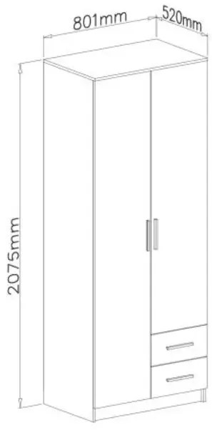 Szafa dwudrzwiowa LIMA S-2 80cm dąb sonoma HALMAR