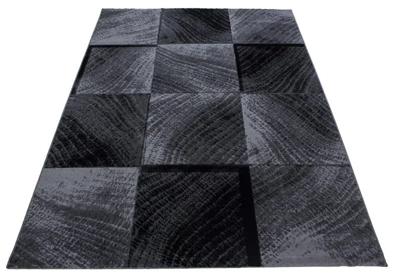 Dywan nowoczesny Plus Kwadraty szaro-czarny 200 cm x 290 cm