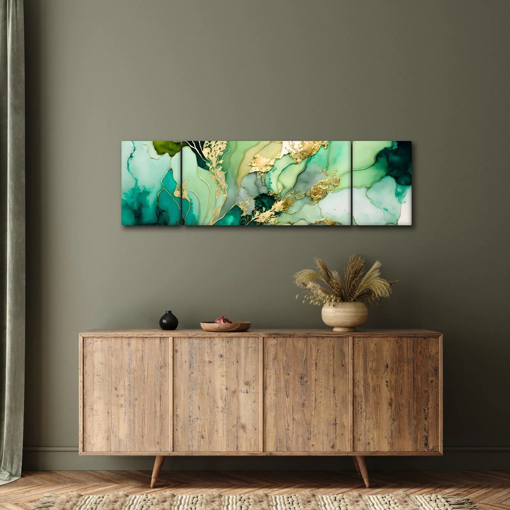 Obraz - Zielona abstrakcja (170x50 cm)