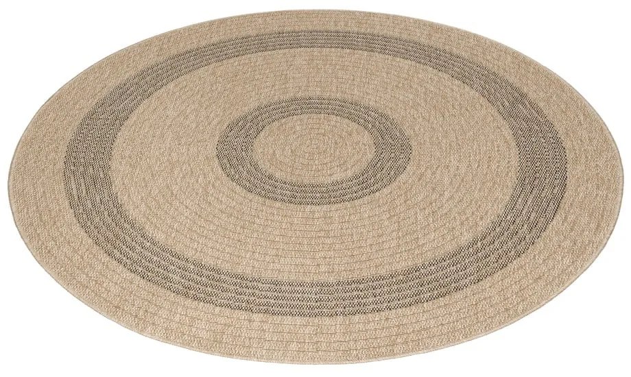 Czarno-beżowy okrągły dywan odpowiedni na zewnątrz ø 160 cm Comilla – Ayyildiz Carpets