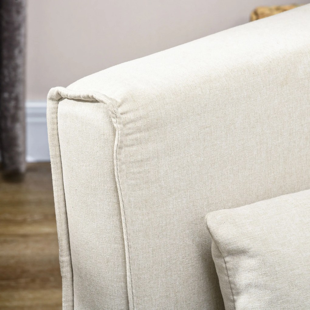 HOMCOM Fotel do Spania, 6-stopniowa regulacja oparcia, wygląd lnu, do 150 kg, Kremowy