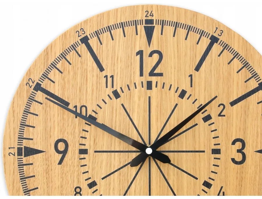 Zegar na ścianę nowoczesny drewniany z cichym mechanizmem okrągły solidny
