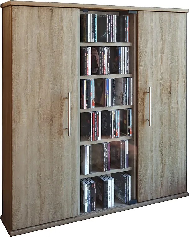 Drewno CD DVD Stand Shelf Santo Drzwi szklane
