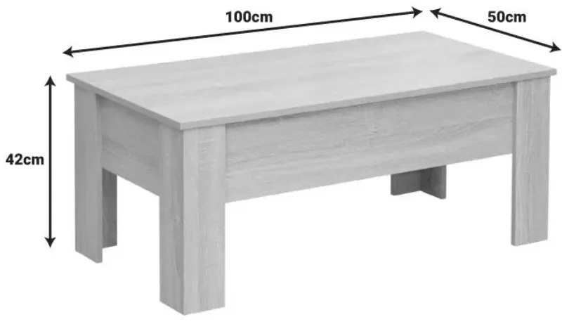 Stolik kawowy RIWA z wysuwaną deską 100x50 cm, dąb sonoma