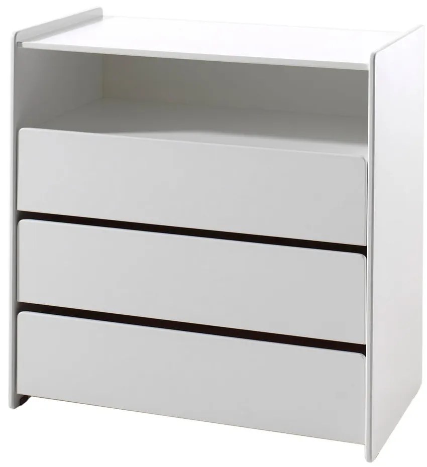 Biała niska komoda dziecięca z litego drewna sosnowego z przewijakiem 90x106 cm KIDDY – Vipack
