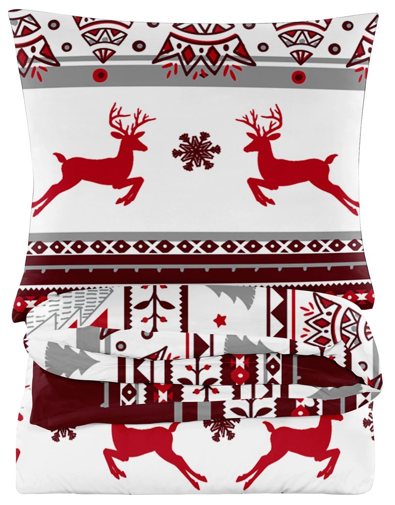 PrzytulneMieszkanie.pl PrzytulneMieszkanie.pl Pościel z mikrofibry JELEŃ I PŁATEK czerwona