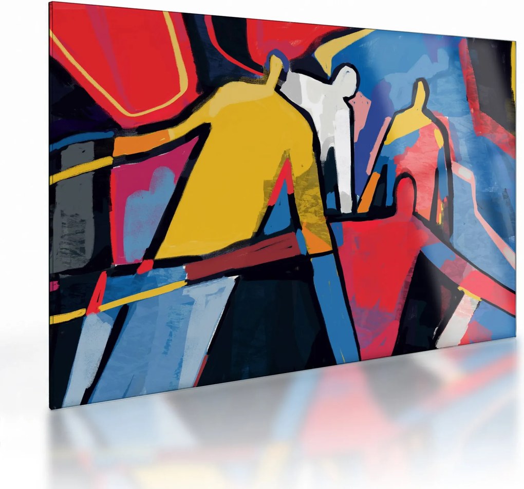 Obraz na szkle - Abstrakcja mężczyzn (70x50 cm)