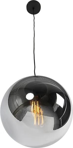 Lampa wisząca w stylu art deco czarna z przydymionym szkłem 30 cm - Pallon