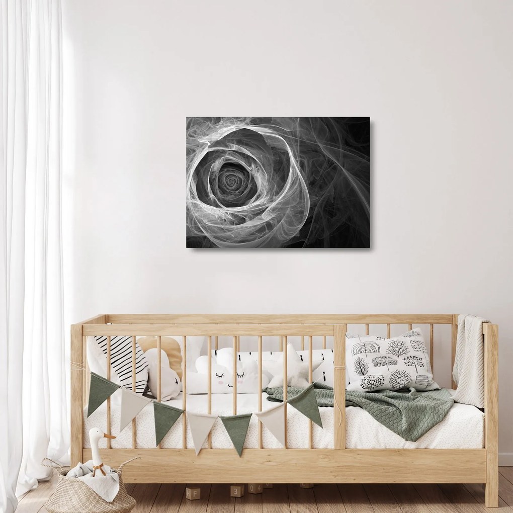 Obraz na szkle - Abstrakcyjna róża czarno-biała (70x50 cm)