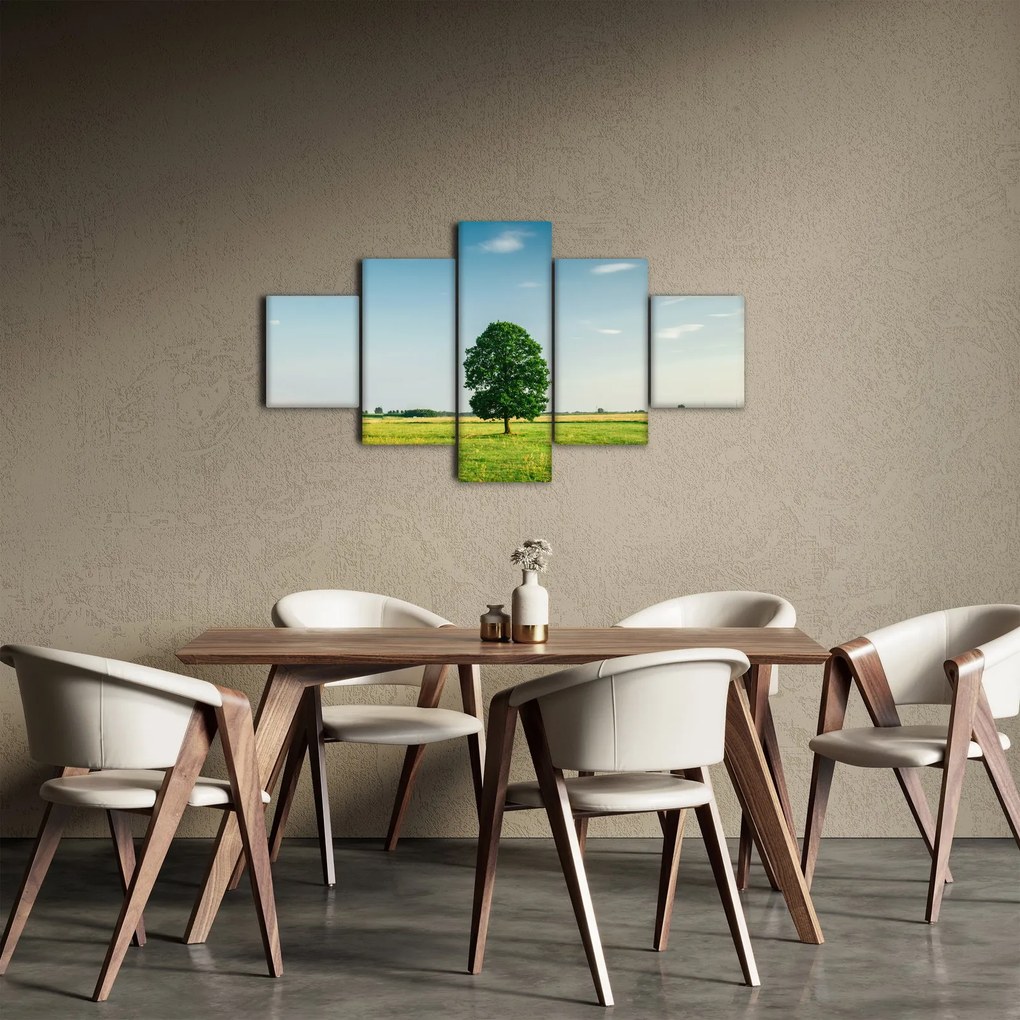 Obraz drzewa na środku łąki (125x70 cm)