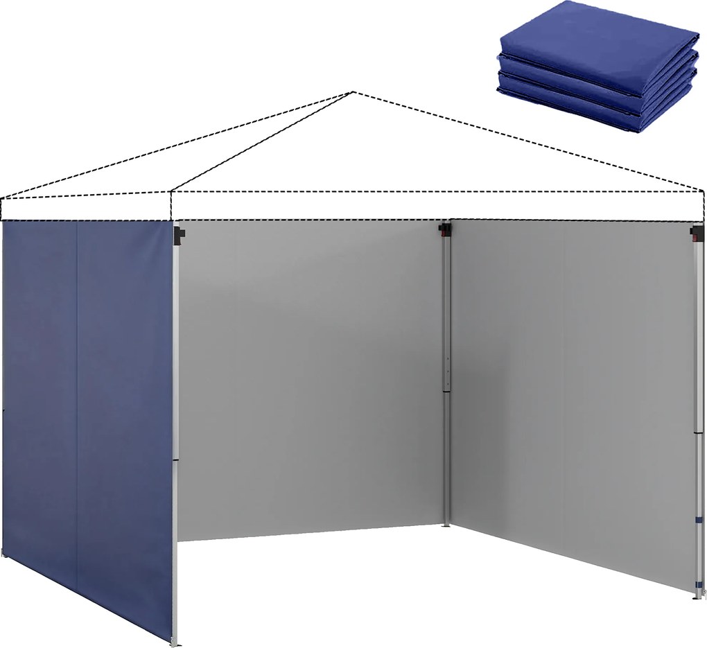Outsunny 3-częściowy zestaw bocznych ścian z zamknięciem na suwak do pawilonu 3x3 m, ciemnoniebieski | Aosom PL