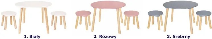 Srebrny okrągły stolik z krzesełkami dla dzieci W6-L38