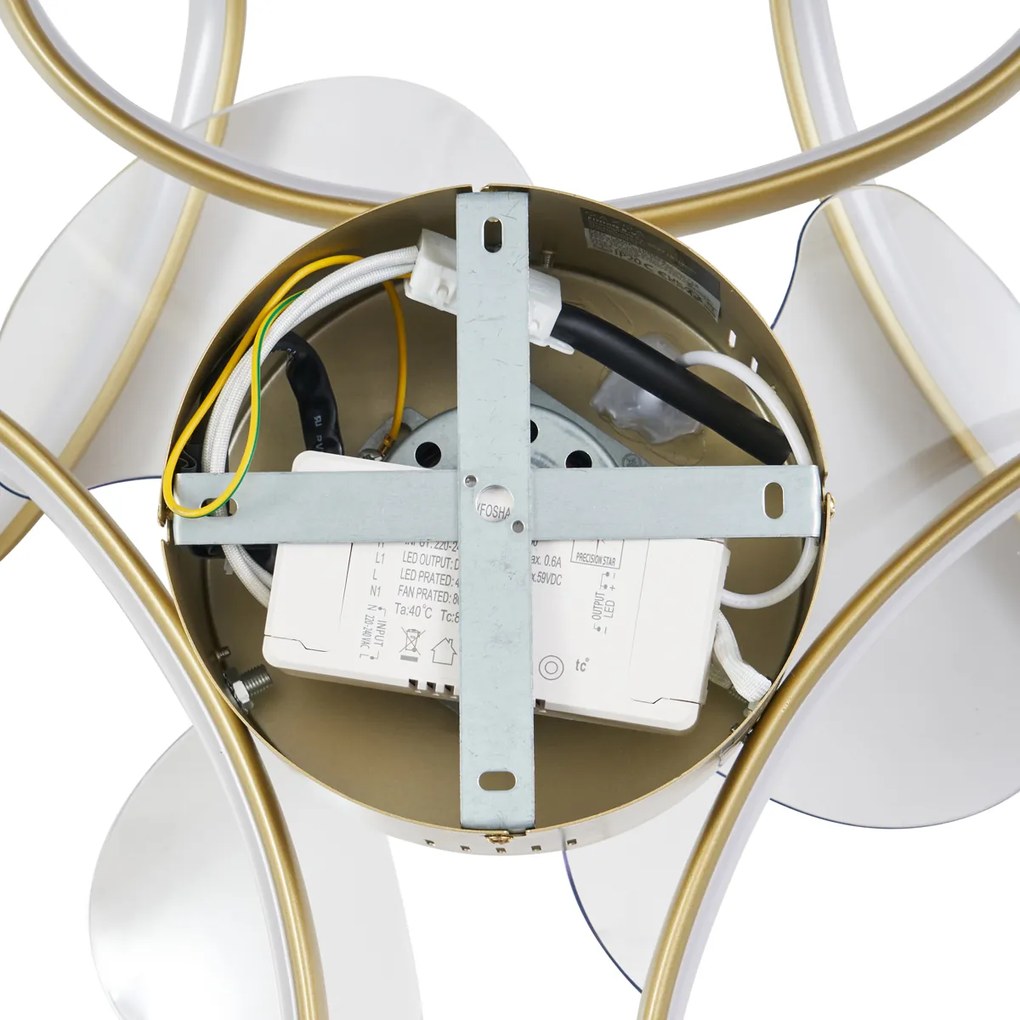 Wentylator sufitowy mosiądz 55 cm z LED z możliwością ściemniania z pilotem - Mandy