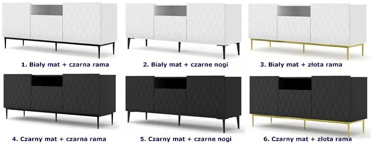 Szafka rtv czarny mat + czarne nogi - Nevia 3X