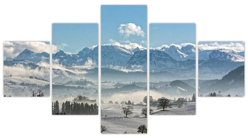 Obraz ośnieżonych gór (125x70 cm)