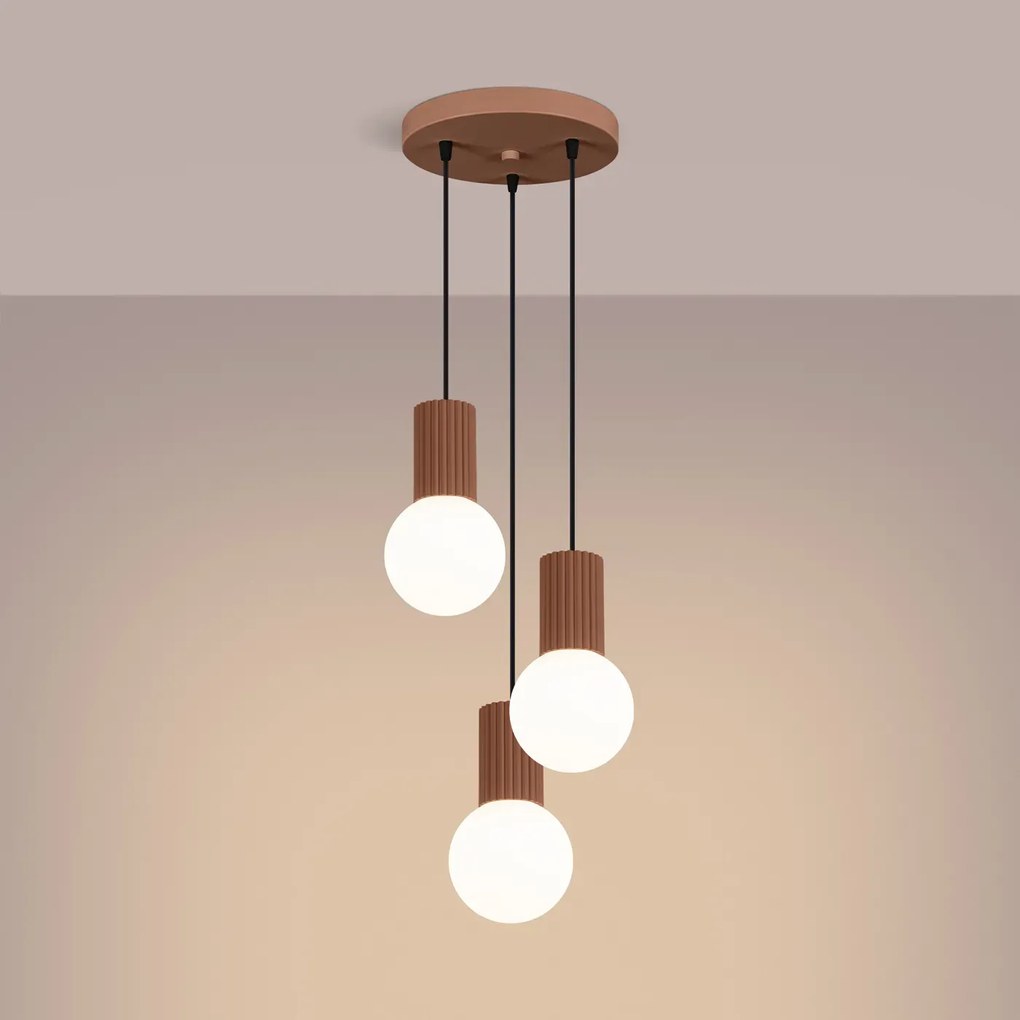 Lampa wisząca HALO 3P mocca ryflowana SOLLUX LIGHTING