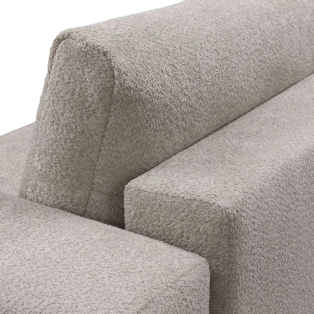 Jasnoszara rozkładana sofa z materiału bouclé 256 cm Rene – Rodier