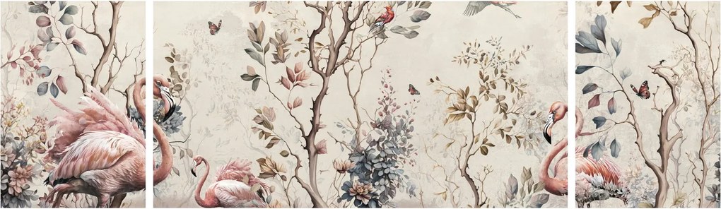 Obraz - Rysunek flamingów (170x50 cm)