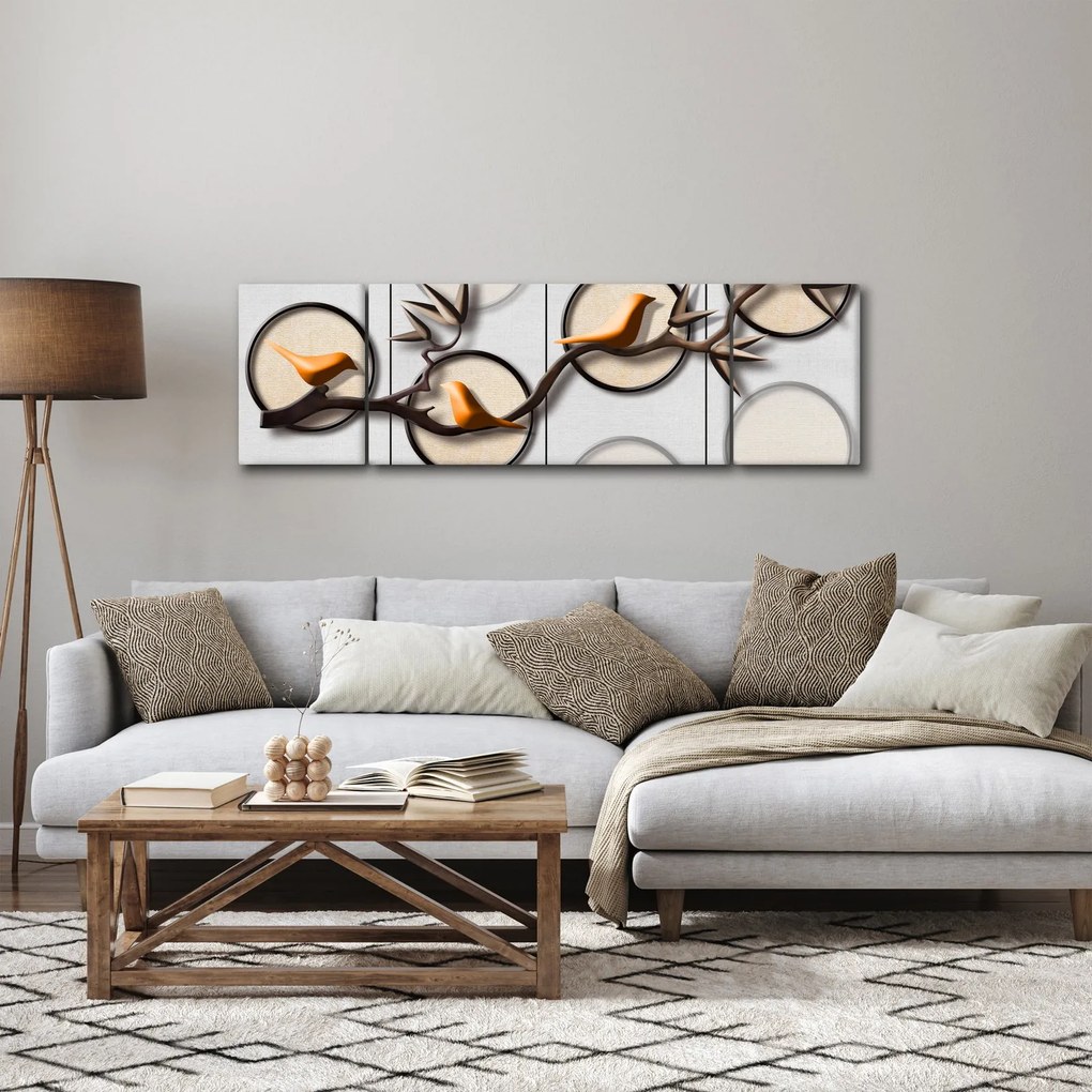 Malarstwo artystyczne - Ptaki na gałęzi (170x50 cm)