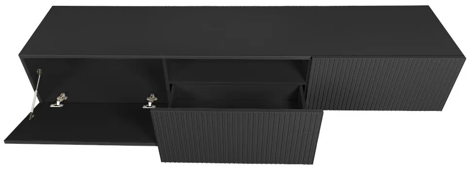 Szafka RTV wisząca Nicole 200 cm z szufladą - czarny mat