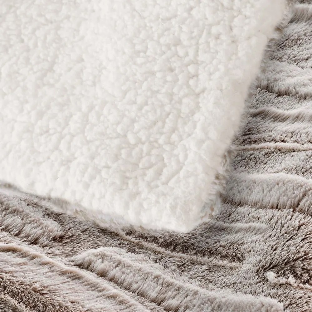 Beżowy koc z mikropluszu 180x220 cm Lynx – douceur d'intérieur