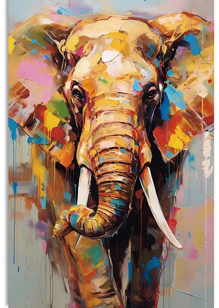 Obraz stylowy słoń z imitacją obrazu