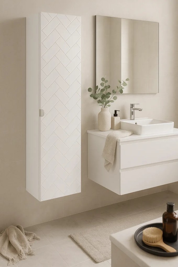 Biały wiszący słupek łazienkowy C3-C58