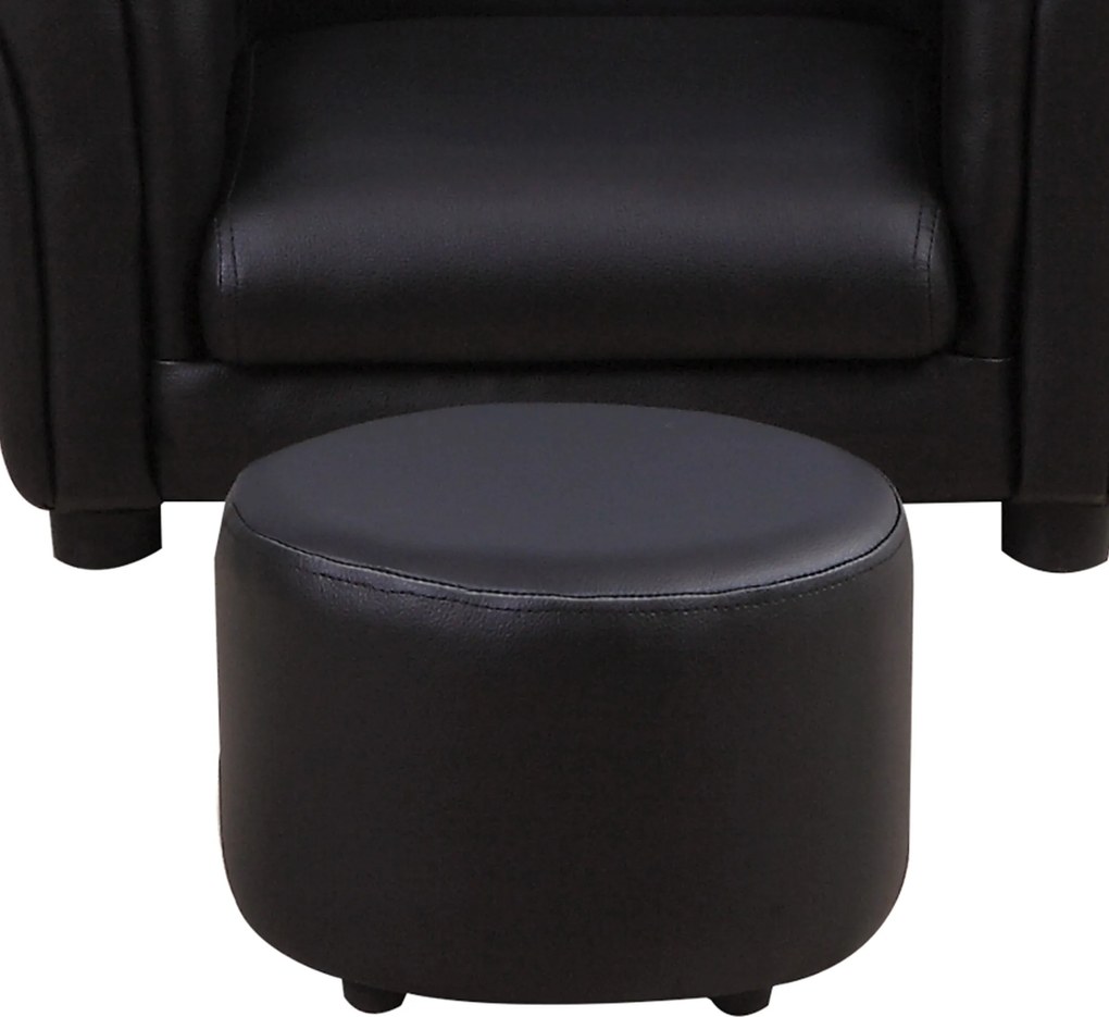 HOMCOM Zestaw Sofy Dziecięcej z Podnóżkiem, Czarny, Komfort i Styl dla Twojego Malucha