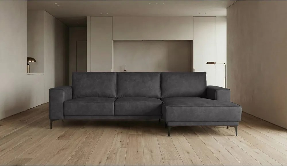 Antracytowy narożnik z imitacji skóry (prawostronny) Copenhagen – Scandic