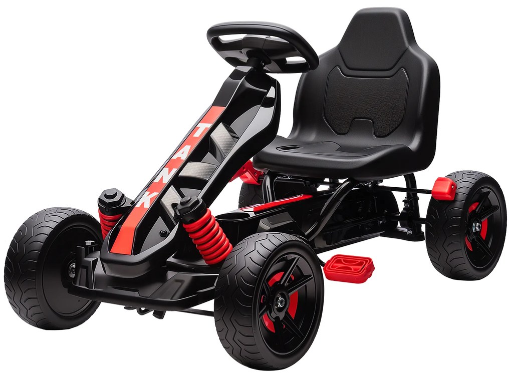 AIYAPLAY Gokart z pedałami, tretauto dla dzieci z hamulcem, antypoślizgowe koła, metalowa rama, 3-6 lat, czerwony