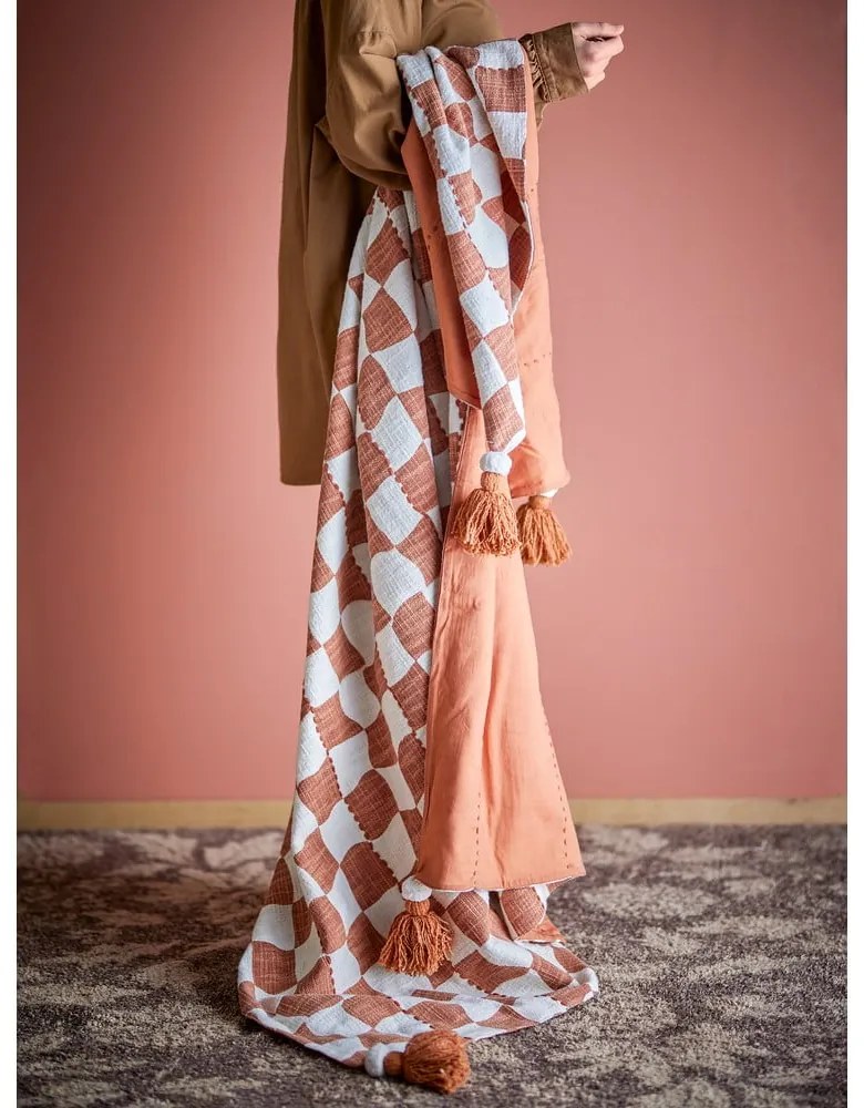 Brązowo-beżowy bawełniany koc 130x150 cm Chola – Bloomingville