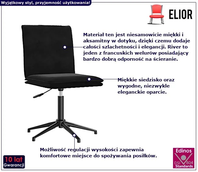 Eleganckie krzesło jadalniane czarne - Villosa
