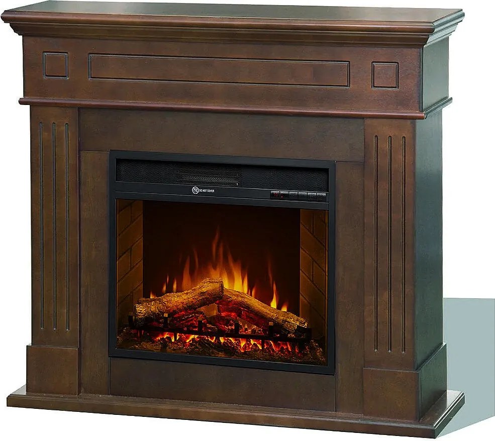 Kominek elektryczny CAMBRIDGE, kominek stojący, drewno orzechowe, 110x36x100h