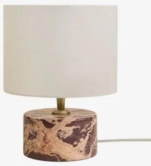 Lampa Stołowa Z Naturalnego Kamienia Orlena Czerwony Marmur Cherry Gold & Biały Ø20 Cm - ↑15 Cm Arlina - Sklum
