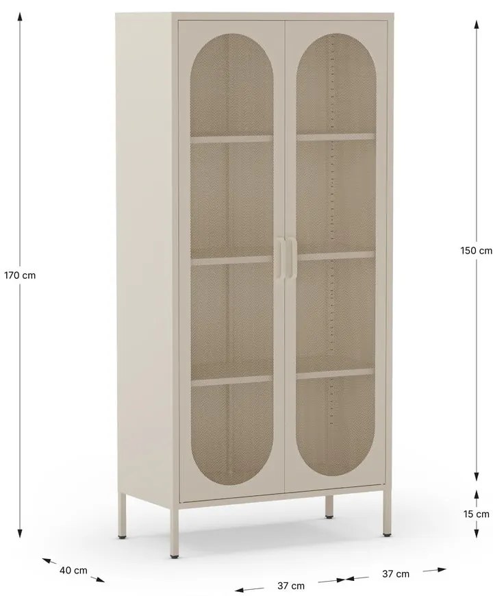 Kremowa metalowa szafka 80x170x40 cm Diora – Marckeric
