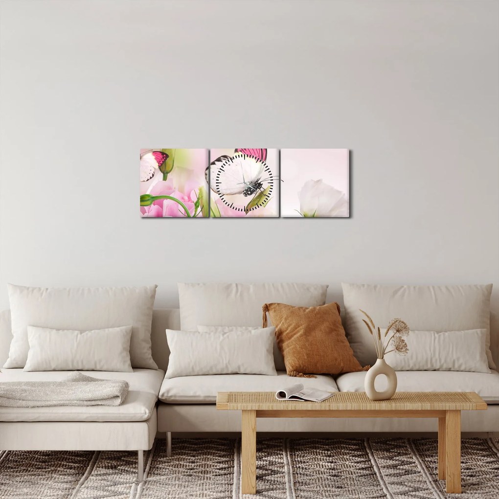 Obraz - Motyl (z zegarem) (90x30 cm)