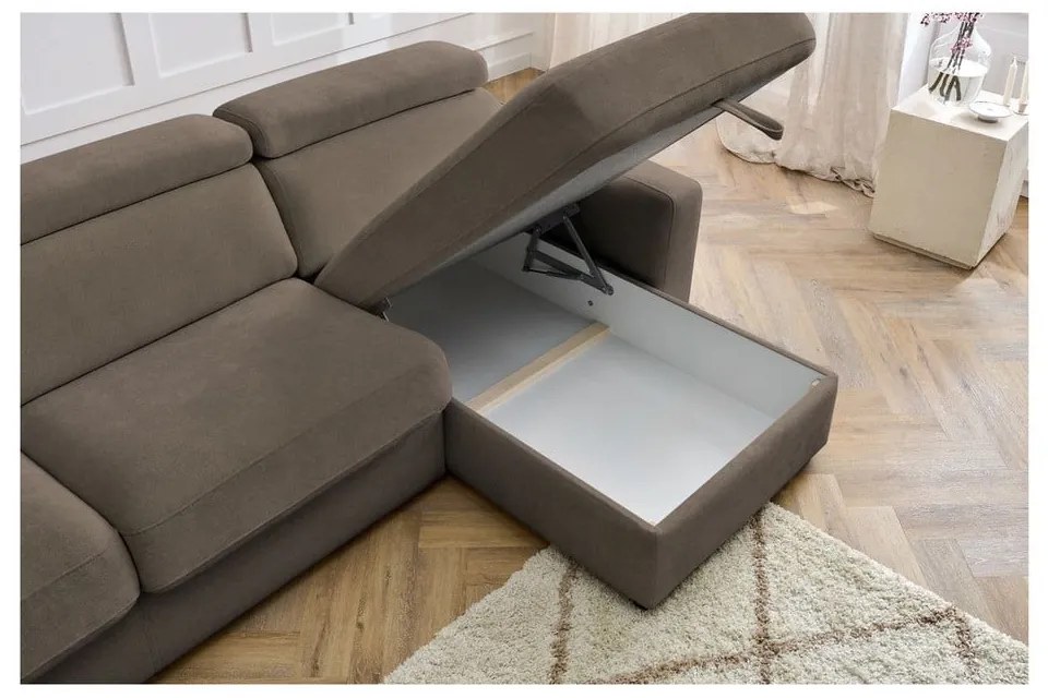 Brązowy rozkładany narożnik (strona zmienna) Monaco – Bobochic Paris