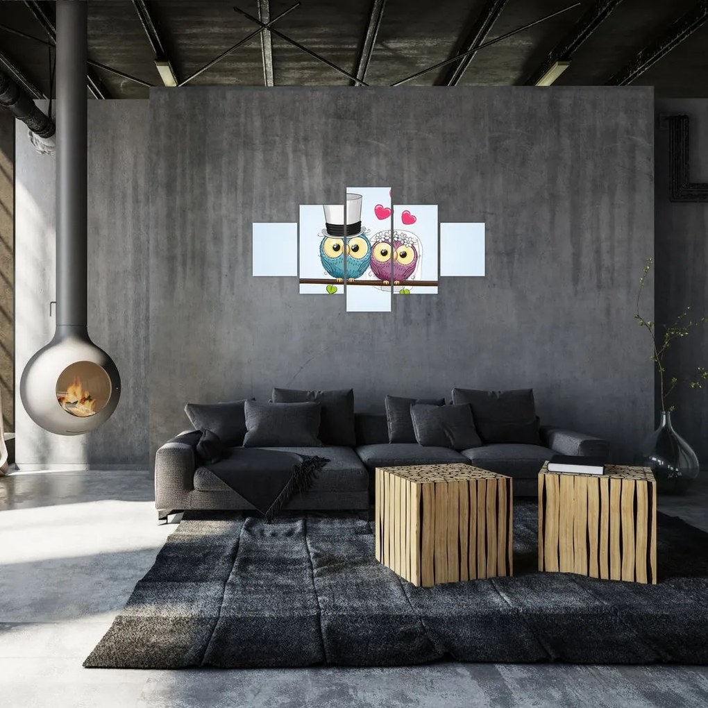 Obraz - Zakochane sowy (125x70 cm)