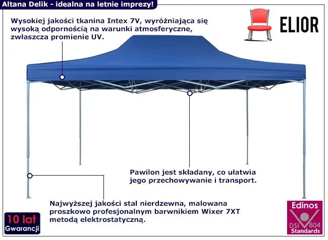 Niebieska przenośna altana ogrodowa S6-D08
