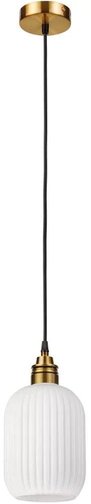 Lampa wisząca na lince HECTOR 1xE27/15W/230V biała/mosiądz śr. 14 cm