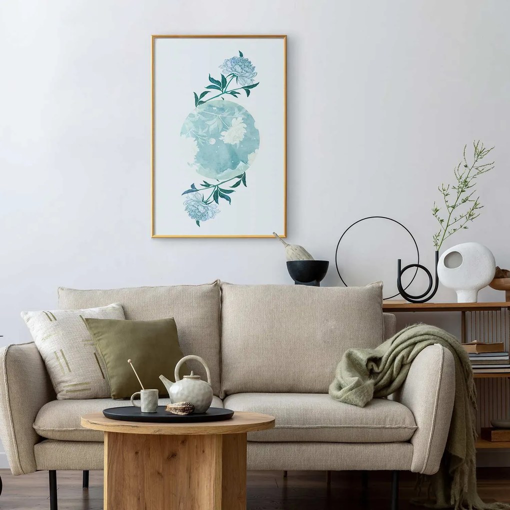 Plakat Kwiecista planeta 40x60 cm z ramą złotą bez marginesu ARTGEIST B
