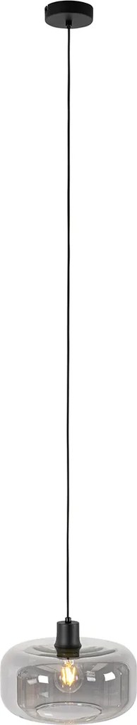 Lampa wisząca w stylu art deco czarna z dymionym szkłem - Bizle