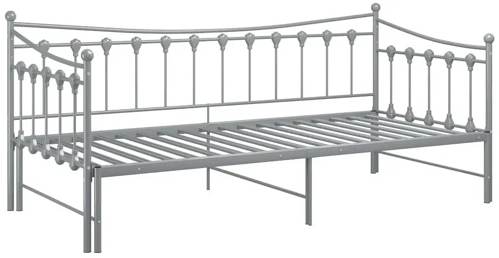 Szare rozkładane łóżko metalowe 90x200 cm - Sawga