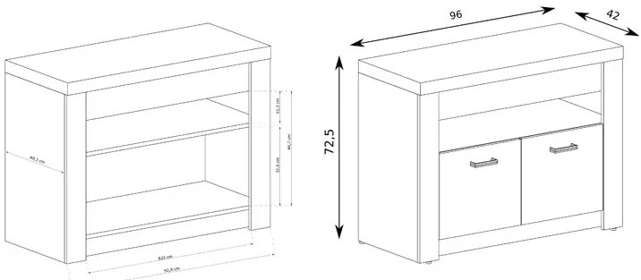 Szafka pod tv jesion ciemny T4-N60